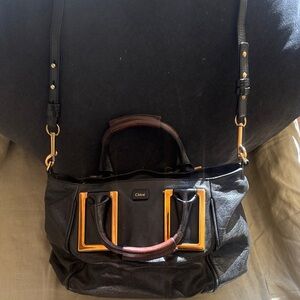 Chloe Black and Brown Leather Briefcase
